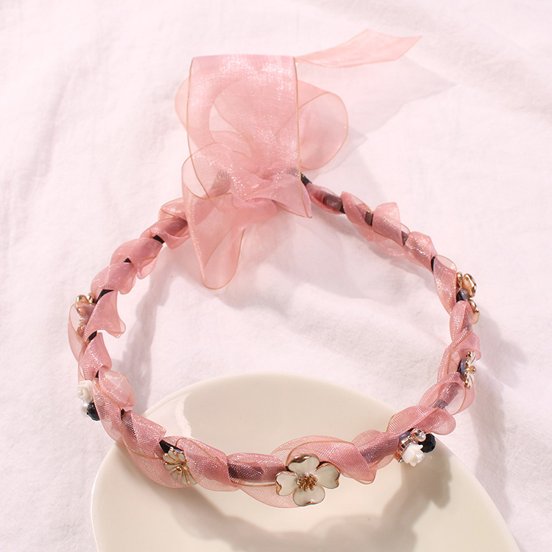 Fashion Pink Alloy Diamond Pearl Lace Headband,Head Band