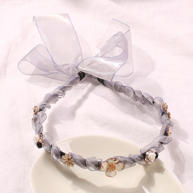 Fashion Navy Blue Alloy Diamond Pearl Lace Headband,Head Band