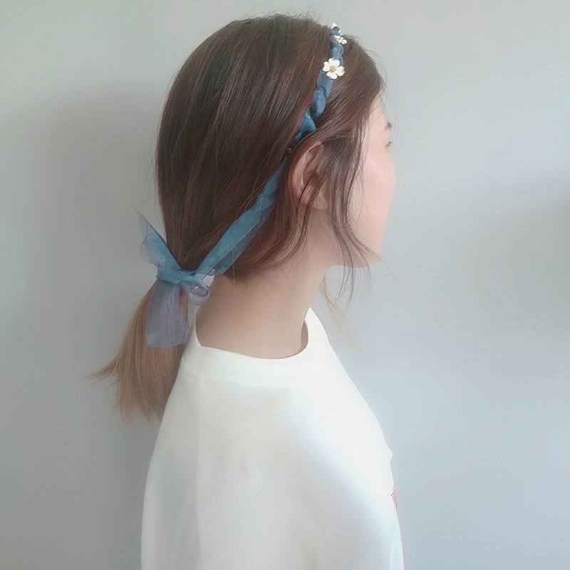Fashion Navy Blue Alloy Diamond Pearl Lace Headband,Head Band