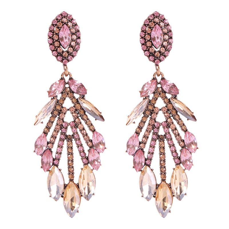 Fashion Pink Alloy Studded Tassel Earrings,Drop Earrings