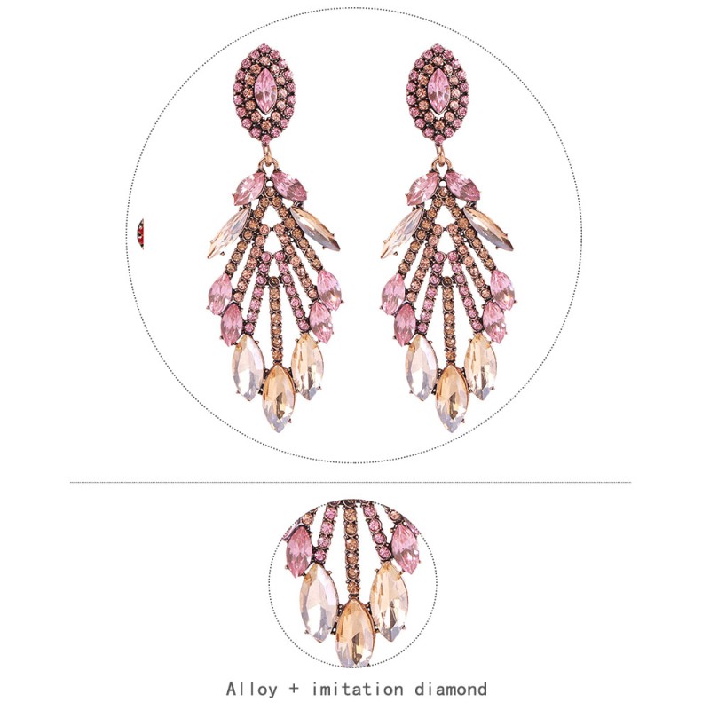 Fashion Pink Alloy Studded Tassel Earrings,Drop Earrings