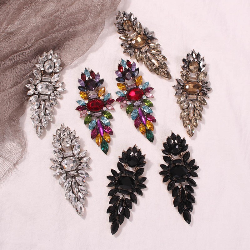 Fashion Black Alloy Studded Geometric Earrings,Drop Earrings