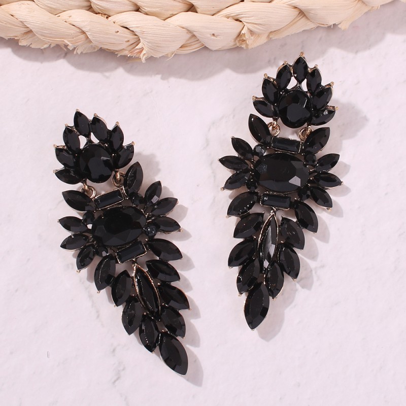 Fashion Black Alloy Studded Geometric Earrings,Drop Earrings