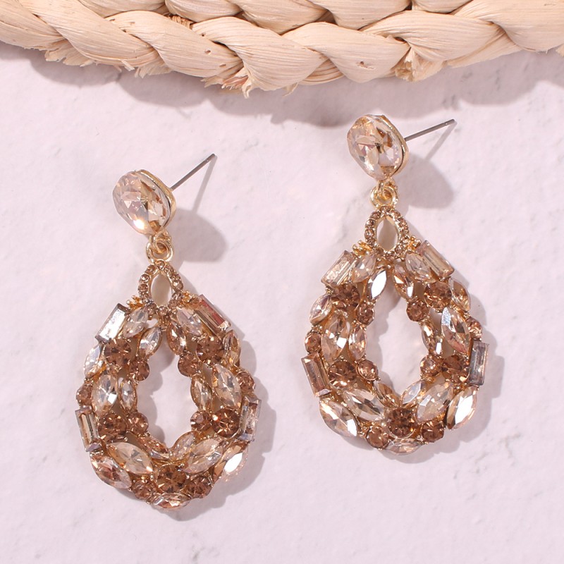 Fashion Crystal Yellow Alloy Diamond Drop Shape Earrings,Drop Earrings