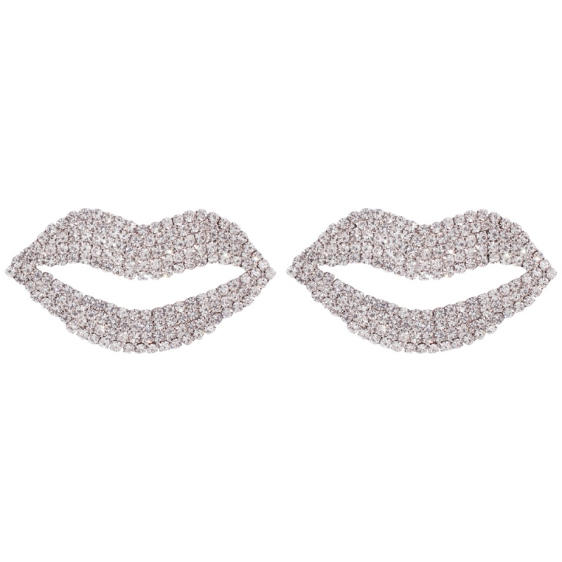Fashion Lips Alloy Diamond Letter Lip Stud Earrings,Stud Earrings