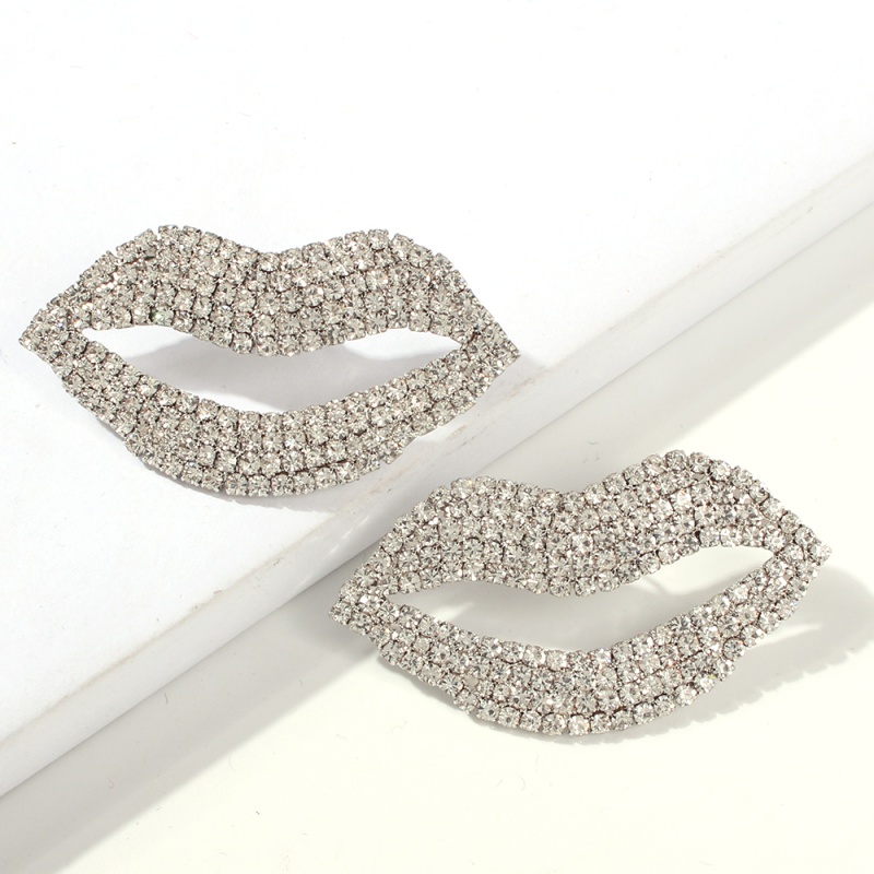 Fashion F Alloy Diamond Letter Lip Stud Earrings,Stud Earrings