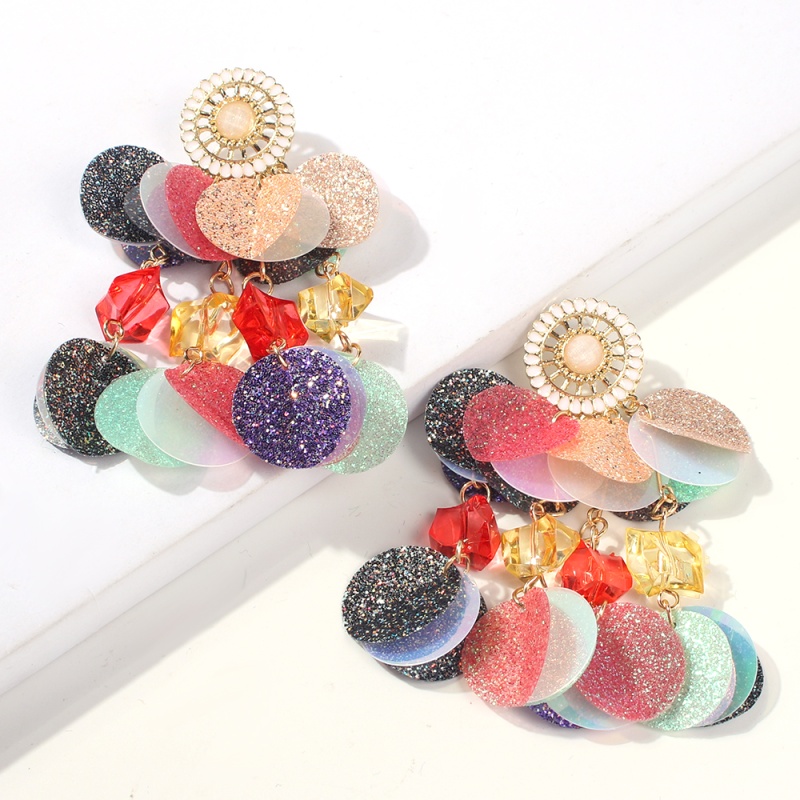 Fashion Color Alloy Resin Color Sequin Earrings,Drop Earrings