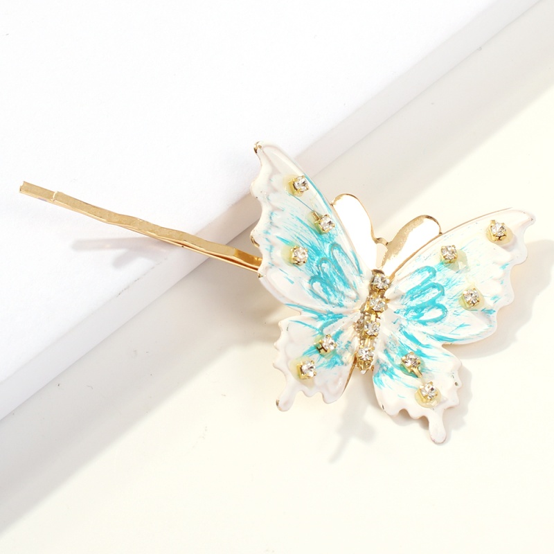 Fashion Solid (small) Yellow Alloy Diamond Butterfly Hairpin,Hairpins