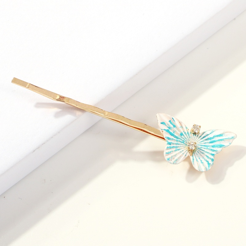 Fashion Solid (small) Blue Alloy Diamond Butterfly Hairpin,Hairpins