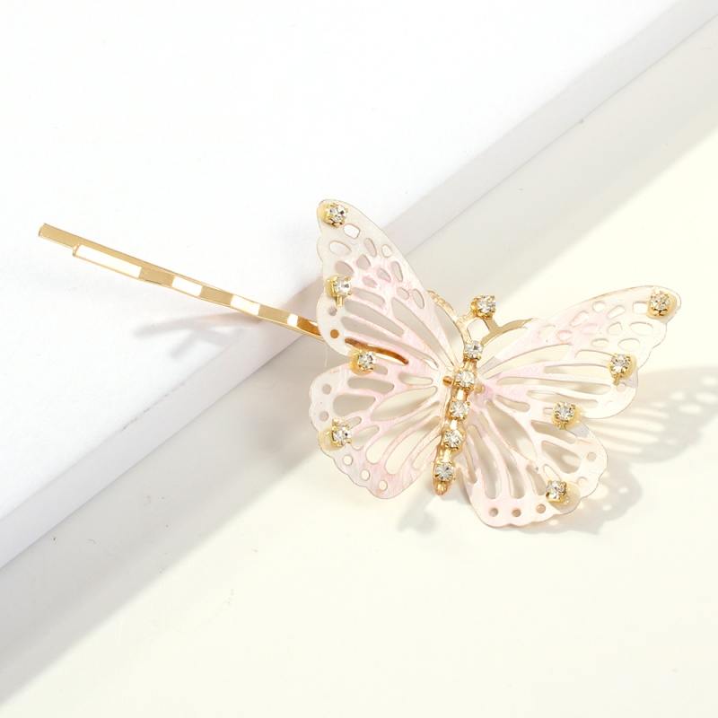 Fashion Openwork Brick Red Alloy Diamond Butterfly Hairpin,Hairpins