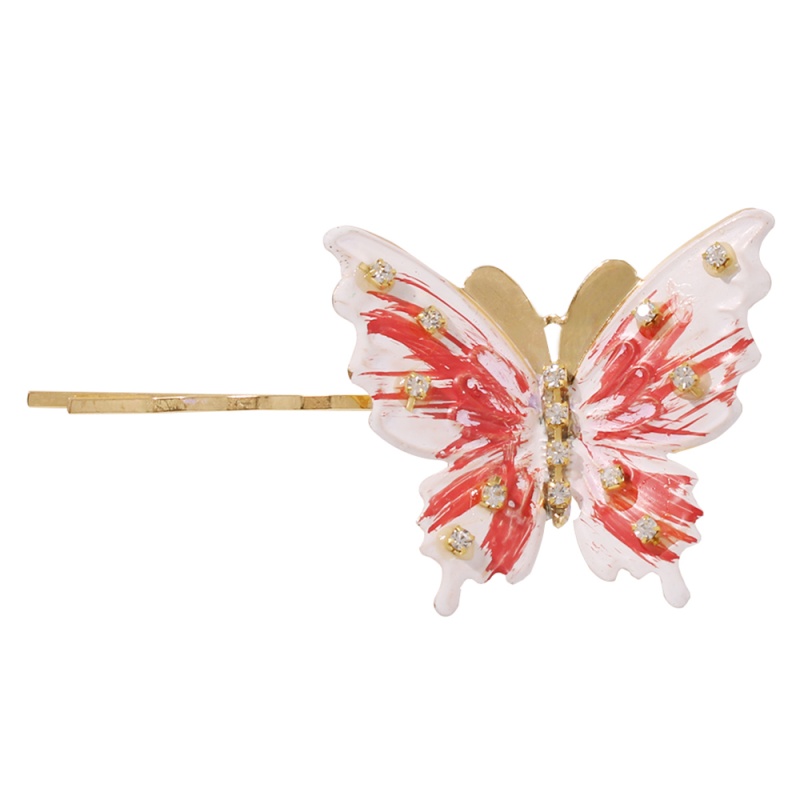Fashion Solid (large) Yellow Alloy Diamond Butterfly Hairpin,Hairpins