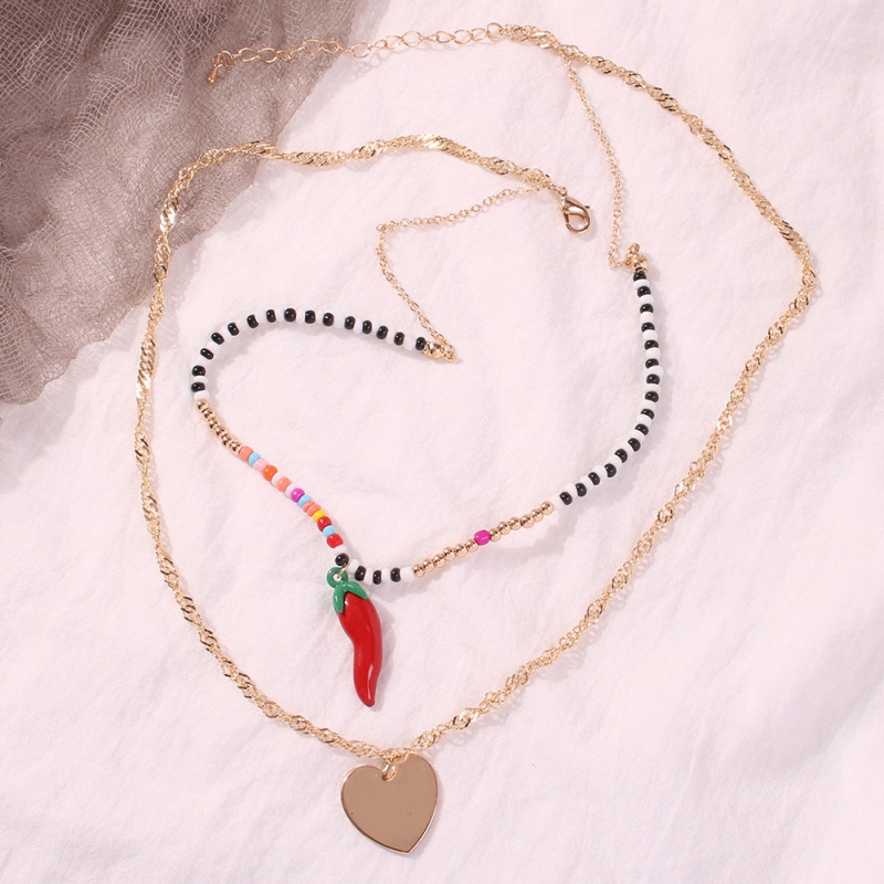 Fashion Gold Alloy Resin Rice Beads Love Small Pepper Necklace,Pendants