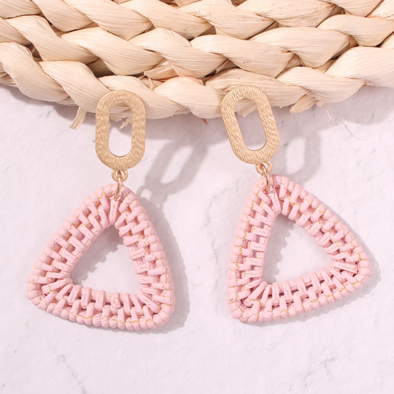 Fashion Pink Alloy Rattan Triangle Earrings,Drop Earrings