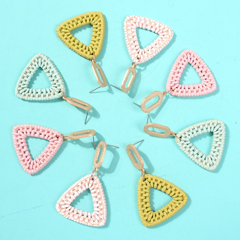 Fashion Pink Alloy Rattan Triangle Earrings,Drop Earrings