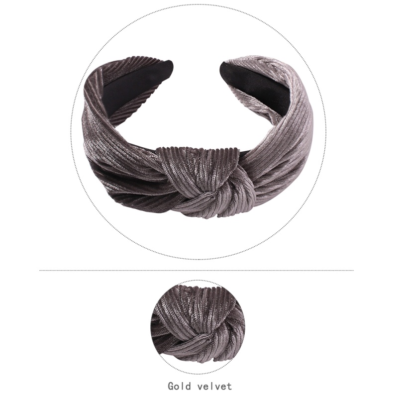 Fashion Gradient Gray Gold Velvet Knotted Headband,Head Band