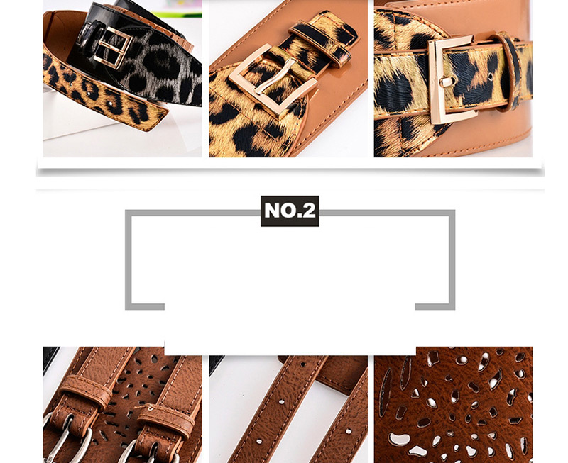 Fashion Z107 Black Faux Leather Openwork Elastic Belt,Wide belts