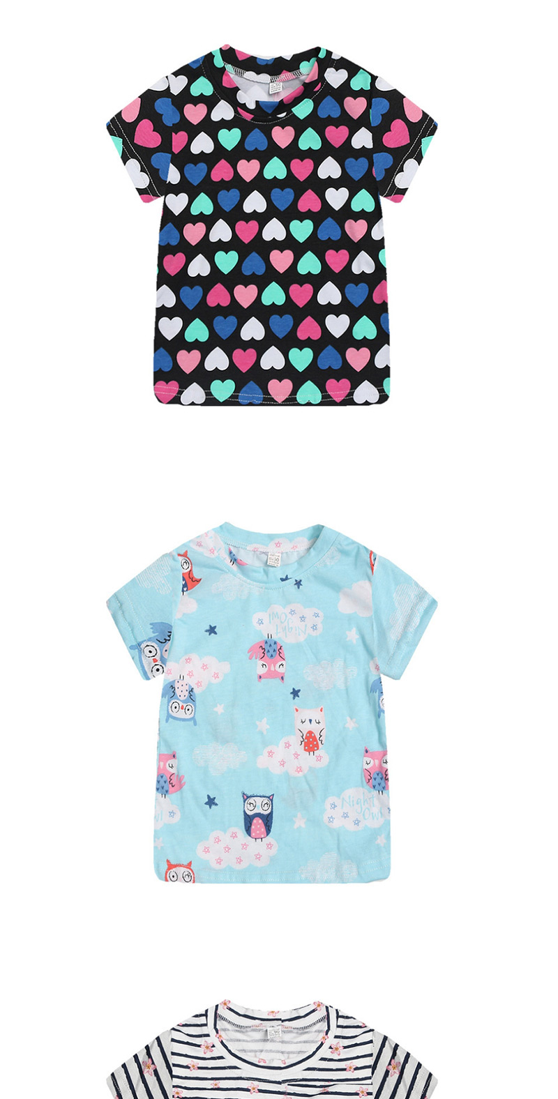 Fashion Pinstripe Cartoon Baby Boy T-shirt,Kids Clothing