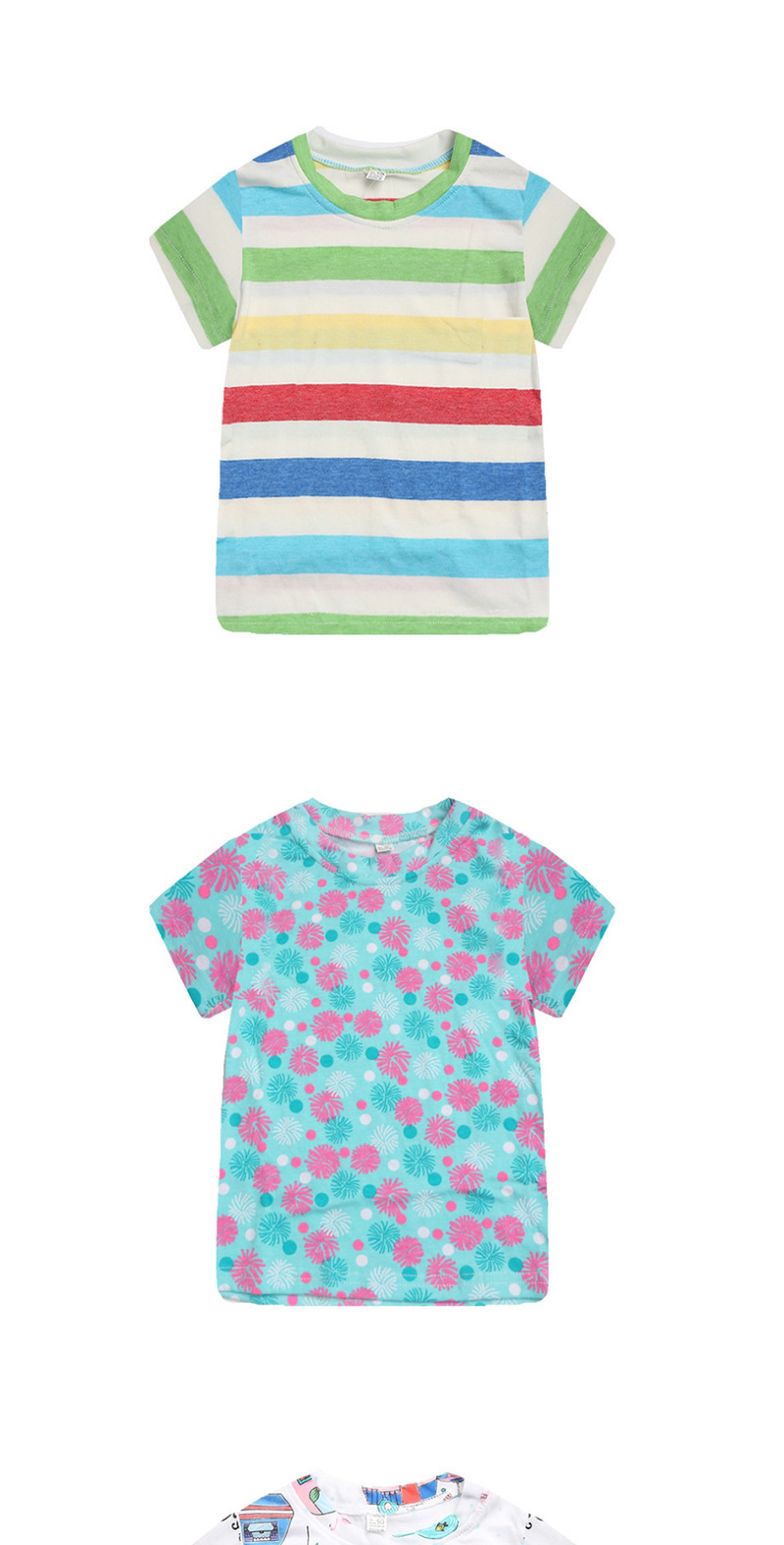 Fashion Color Stripe Cartoon Baby Boy T-shirt,Kids Clothing