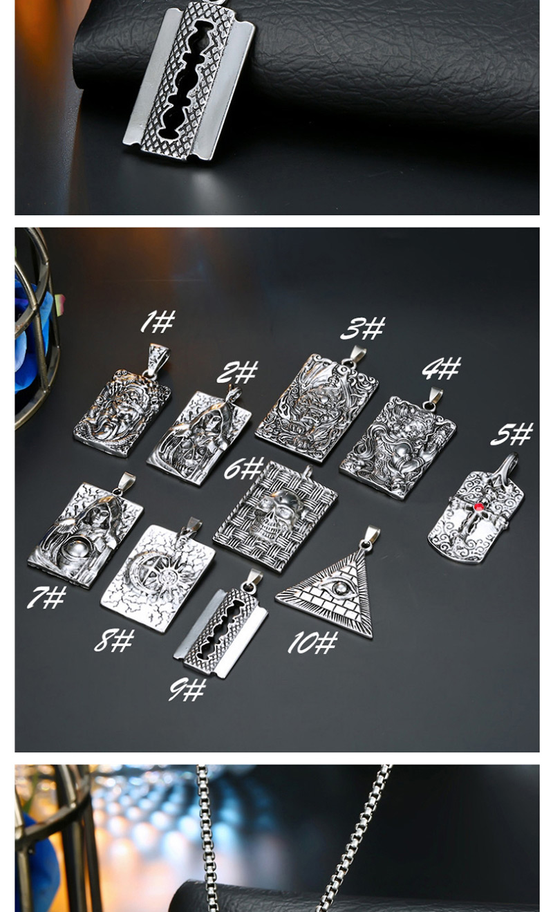Fashion Ancient Silver Geometric Embossed Necklace,Pendants