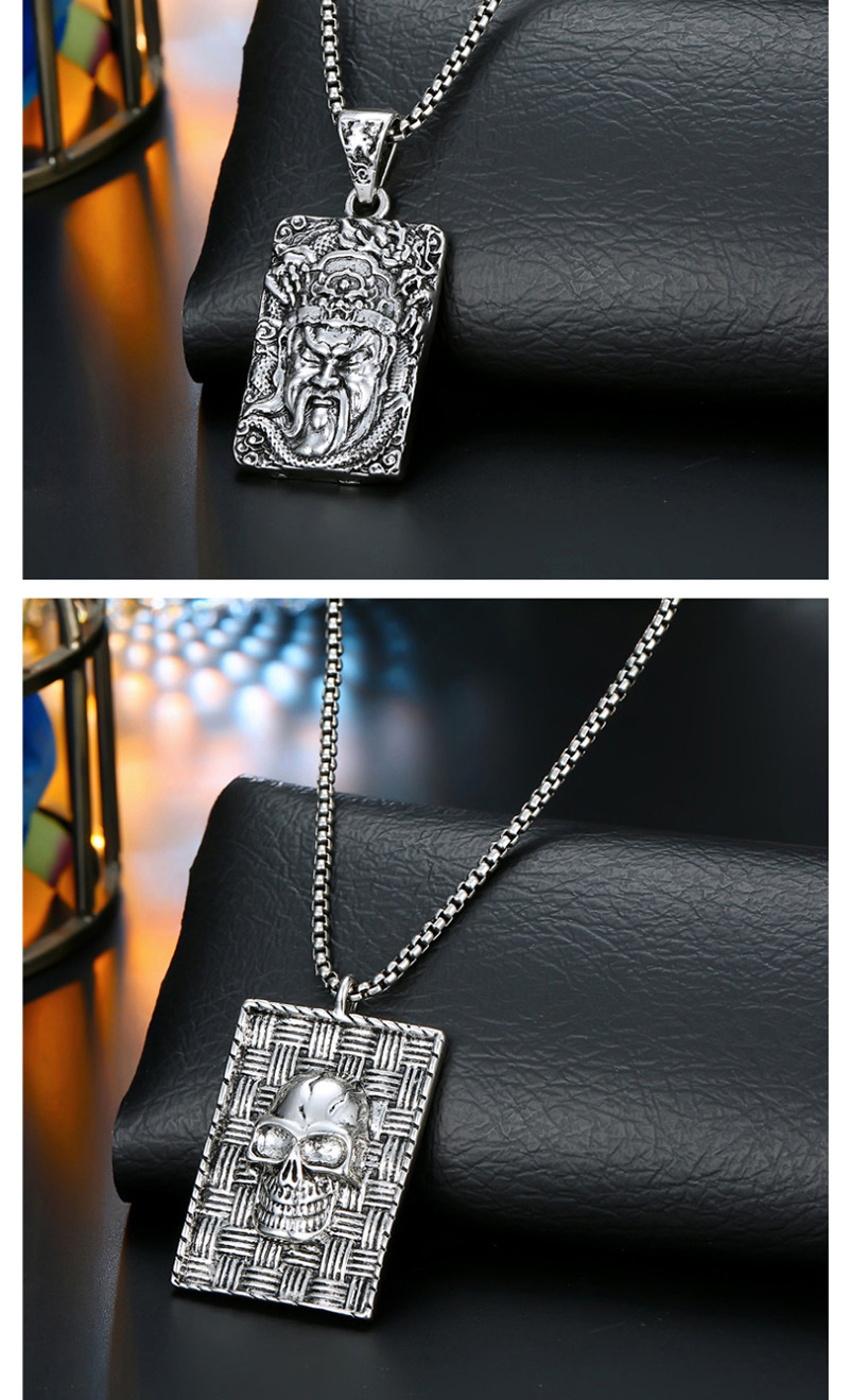 Fashion Ancient Silver Geometric Embossed Necklace,Pendants