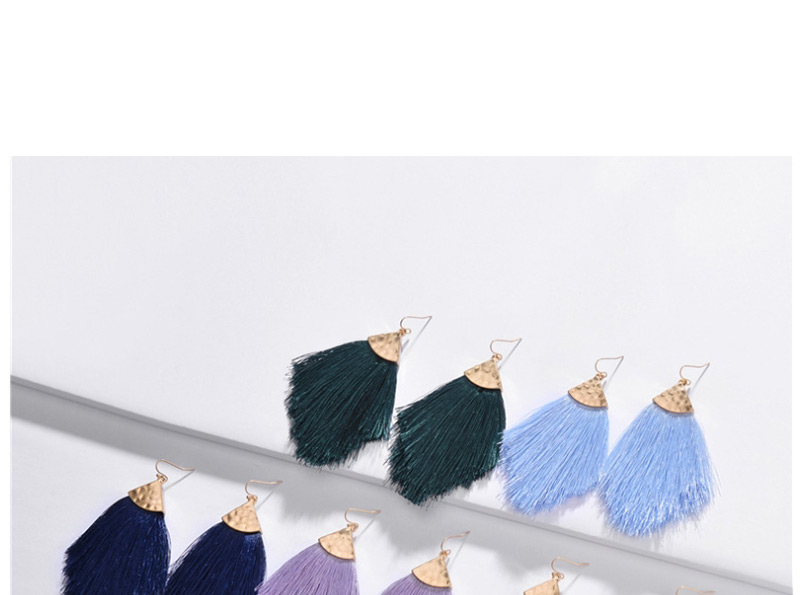 Fashion Color Alloy Triangle Hat Cotton Thread Tassel Arrow Stud Earrings,Drop Earrings