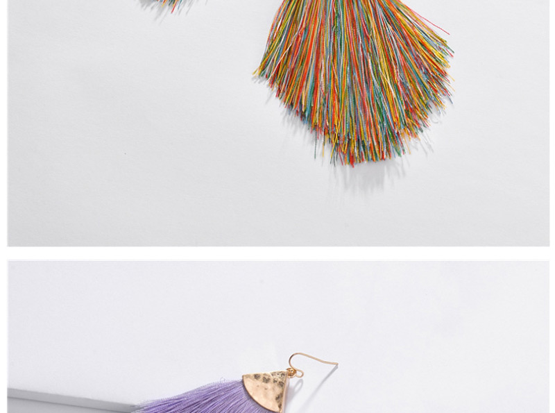 Fashion Purple Alloy Triangle Hat Cotton Thread Tassel Arrow Stud Earrings,Drop Earrings