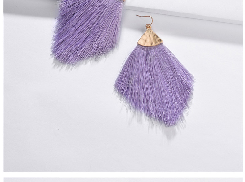 Fashion Purple Alloy Triangle Hat Cotton Thread Tassel Arrow Stud Earrings,Drop Earrings