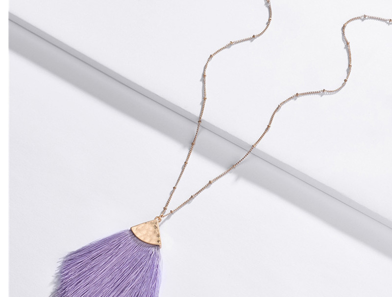 Fashion Purple Alloy Geometric Triangle Hat Cotton Line Tassel Arrow Sweater Chain,Pendants