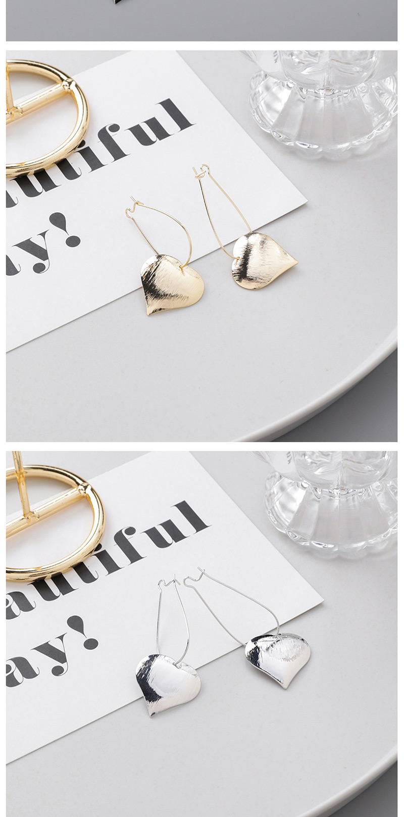 Fashion Love Gold Metal Brushed Textured Bump Geometric Earrings,Drop Earrings