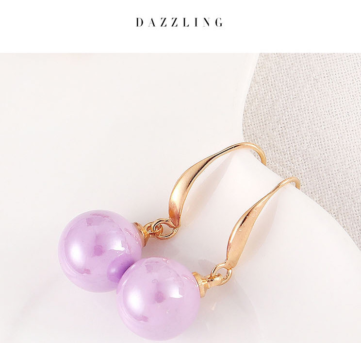 Fashion Purple Small Ball Pearl Earrings,Drop Earrings