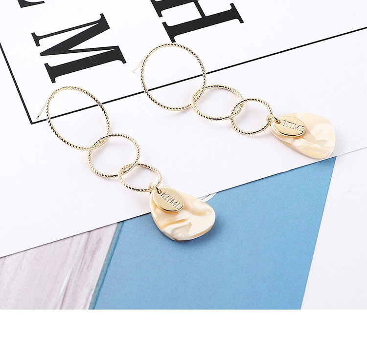 Fashion Gold Gold Plated Three-ring Tassel  Silver Needle Stud Earrings,Drop Earrings