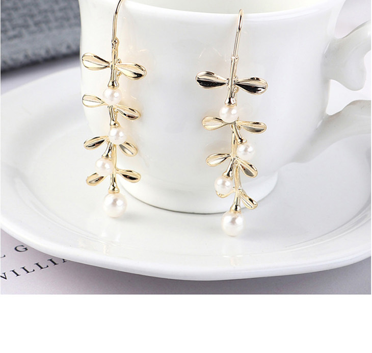 Fashion 14k Gold Plated Gold Leaf Earrings,Earrings