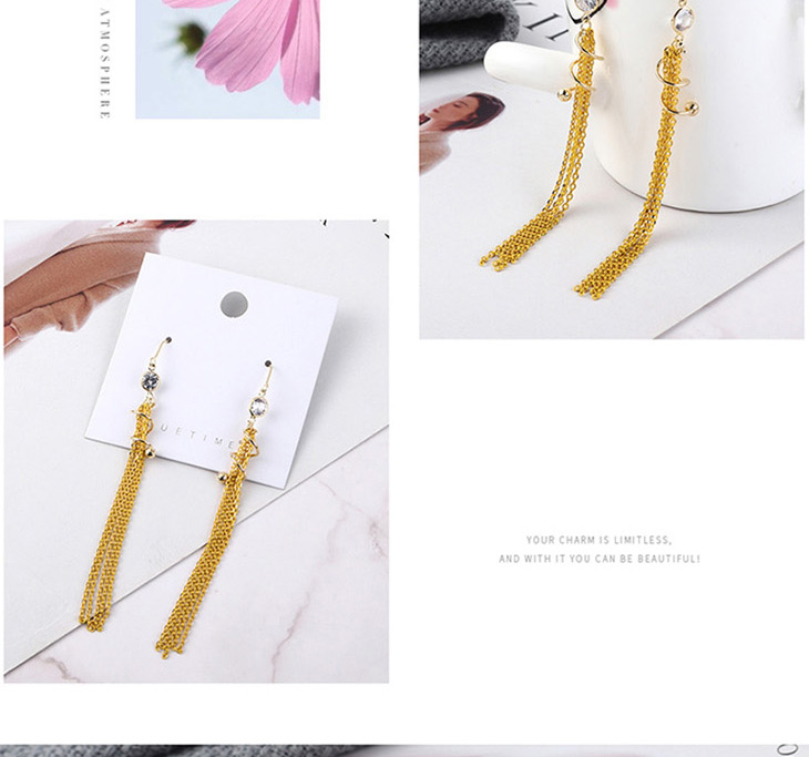 Fashion Yellow Plated Gold Spiral Tassel Earrings,Drop Earrings