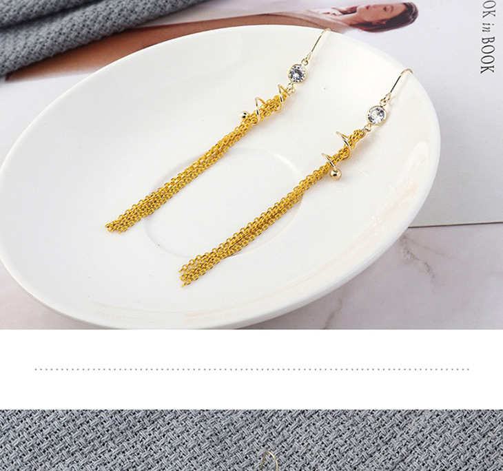 Fashion Yellow Plated Gold Spiral Tassel Earrings,Drop Earrings