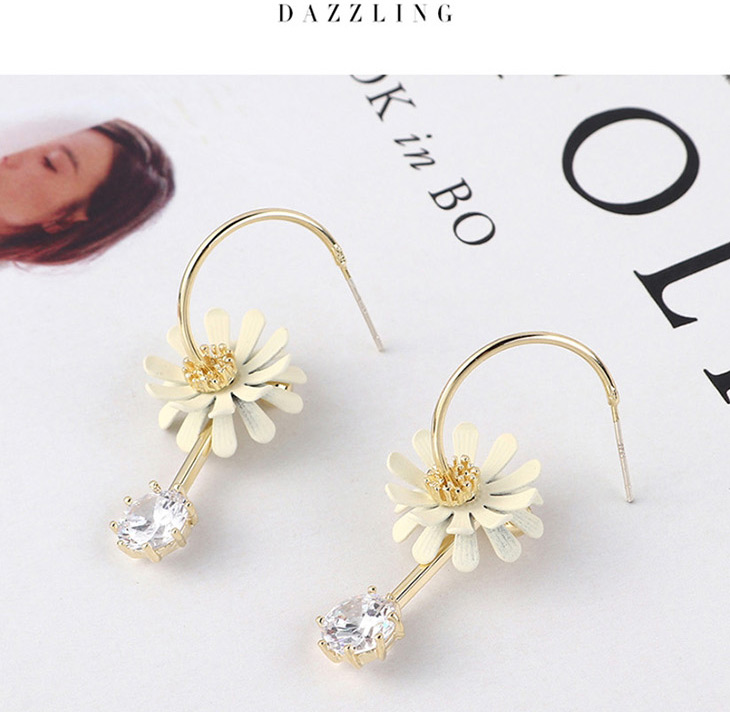 Fashion White Plated Gold Lotus Earrings,Hoop Earrings