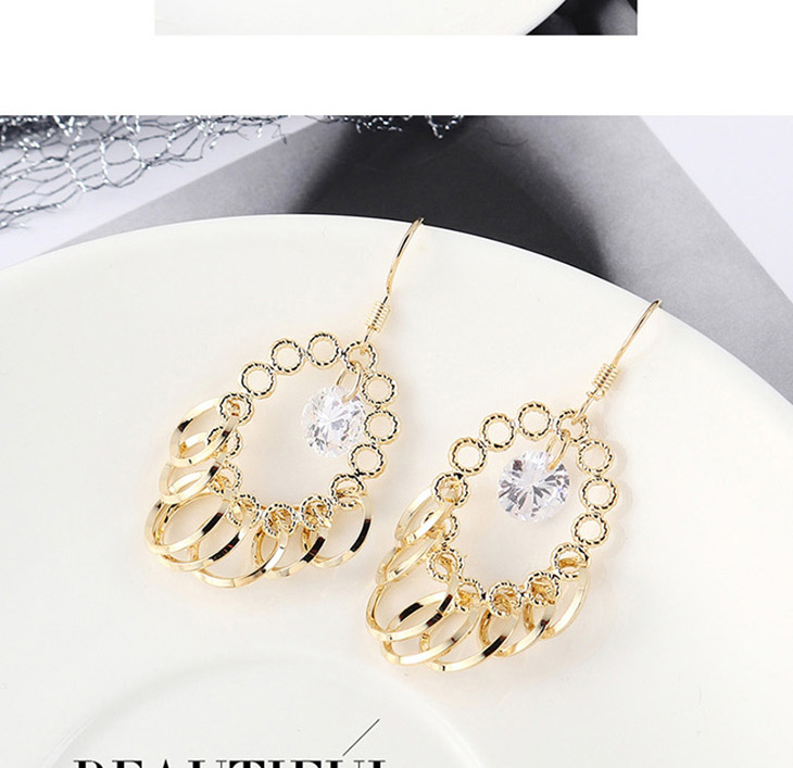 Fashion Champagne Gold Plated Gold Circle Cutout Earrings,Earrings