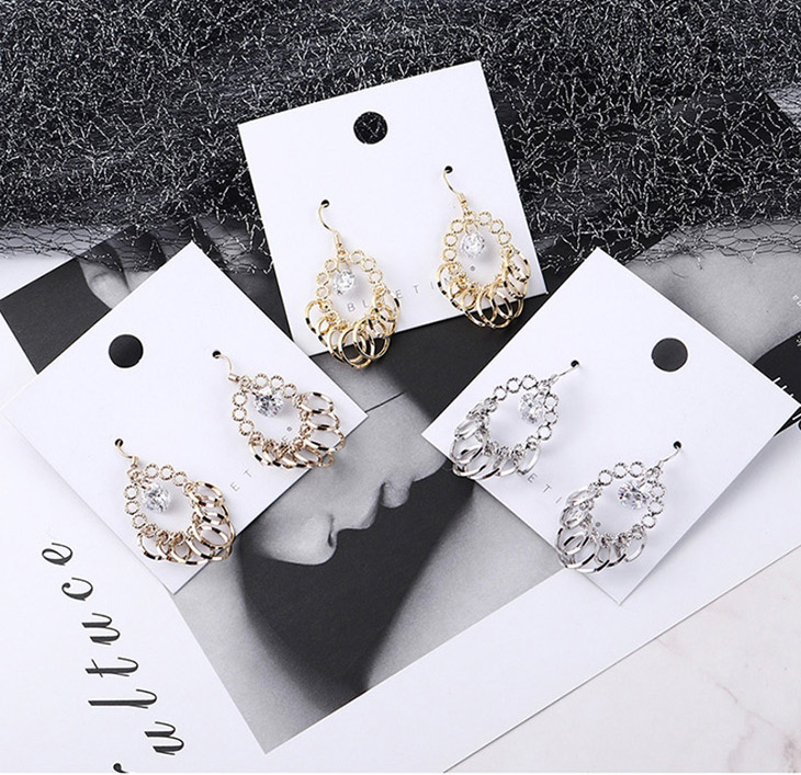 Fashion Champagne Gold Plated Gold Circle Cutout Earrings,Earrings