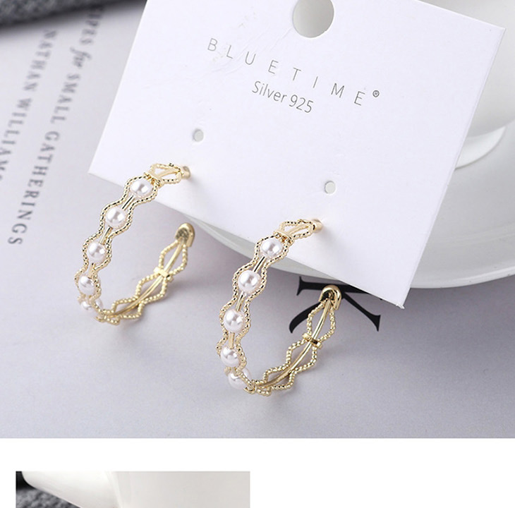 Fashion Gold Plated Gold Semi-circular Cutout  Silver Needle Earrings,Earrings