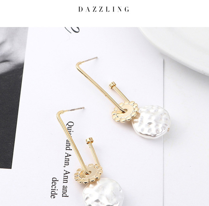 Fashion Gold Plated Gold Sunflower Natural Pearl  Silver Needle Earrings,Drop Earrings