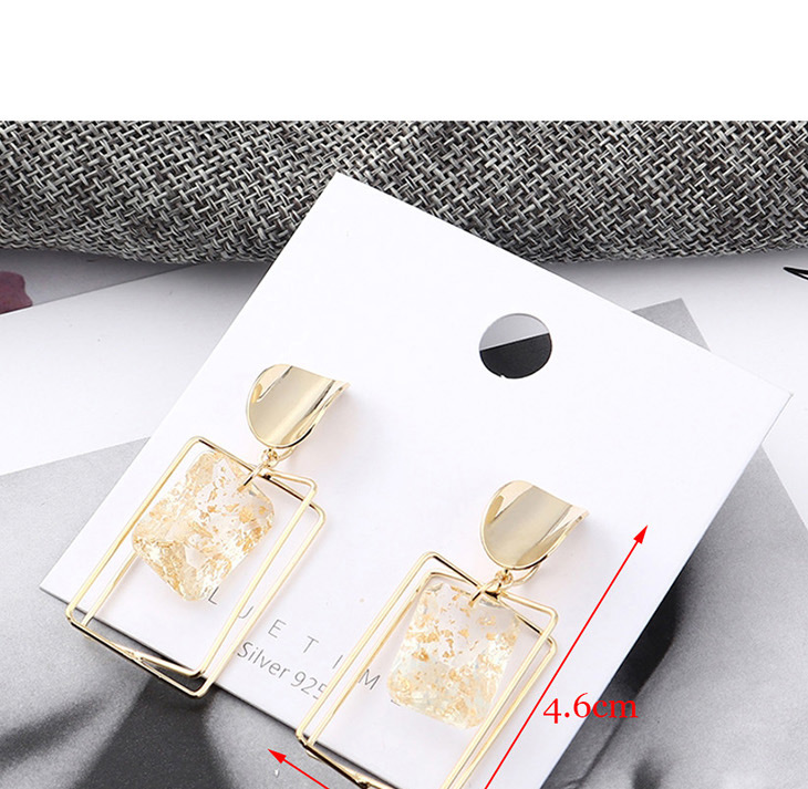 Fashion Gold Wind-plated Real Gold Irregular Square Hollow  Silver Needle Earrings,Earrings