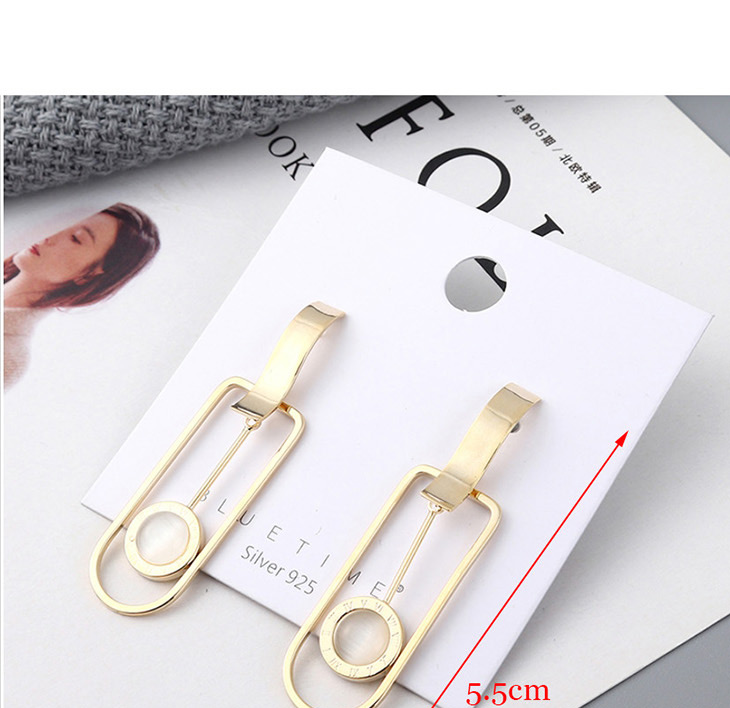 Fashion 14k Gold Style Gold Plated Pendulum Clock  Silver Needle Earrings,Earrings