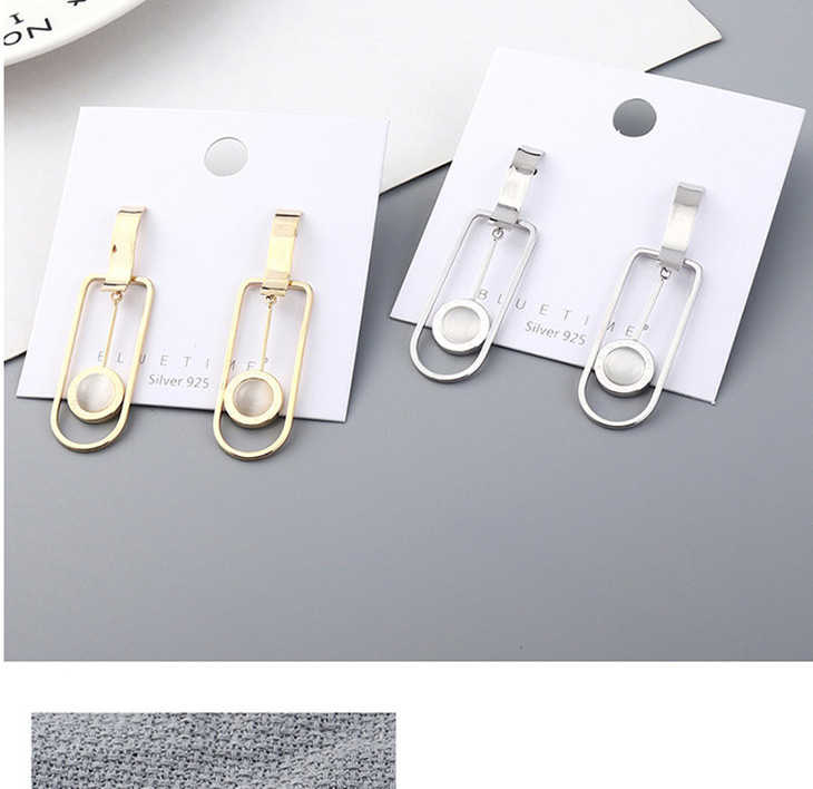 Fashion Platinum Style Gold Plated Pendulum Clock  Silver Needle Earrings,Stud Earrings