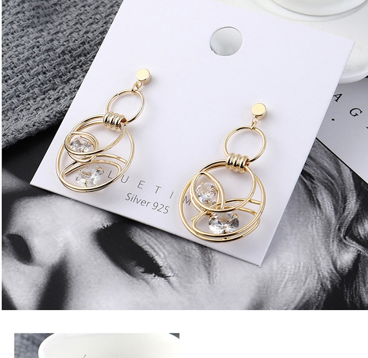 Fashion Gold Gold Plated Double Circle Cutout  Silver Needle Earrings,Earrings