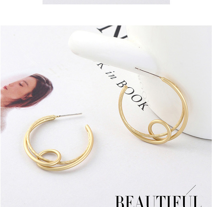 Fashion Gold Semicircular Hollow  Silver Needle Earrings,Earrings