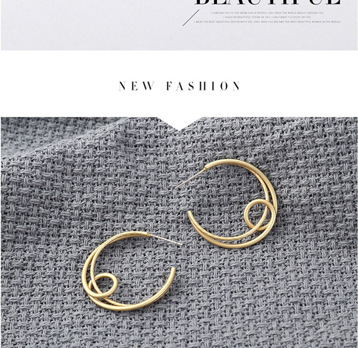 Fashion Gold Semicircular Hollow  Silver Needle Earrings,Earrings