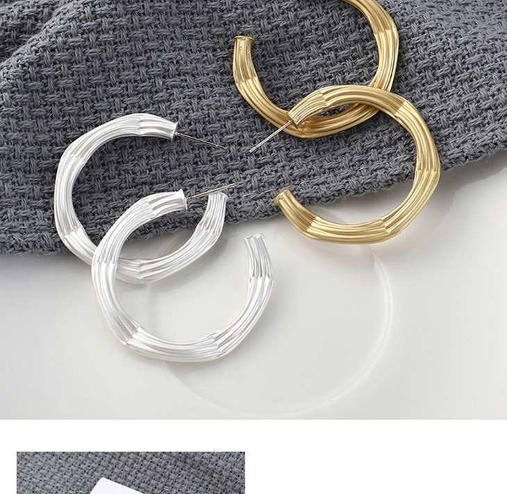 Fashion Dumb Gold Hollow  Silver Pin Earrings,Hoop Earrings