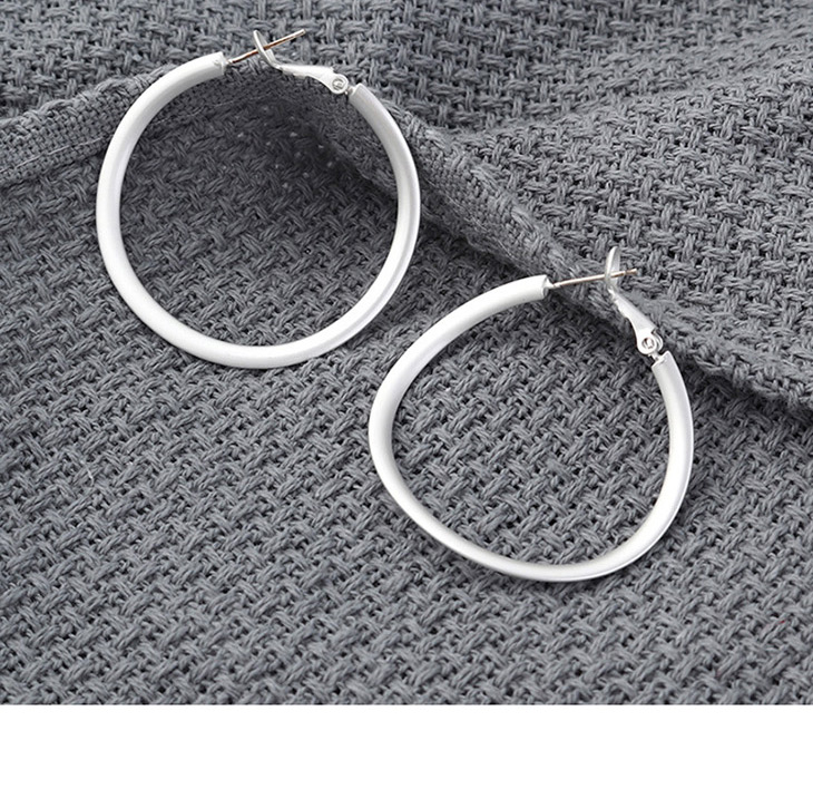 Fashion Matt Silver Circle Cutout  Silver Pin Earrings,Hoop Earrings