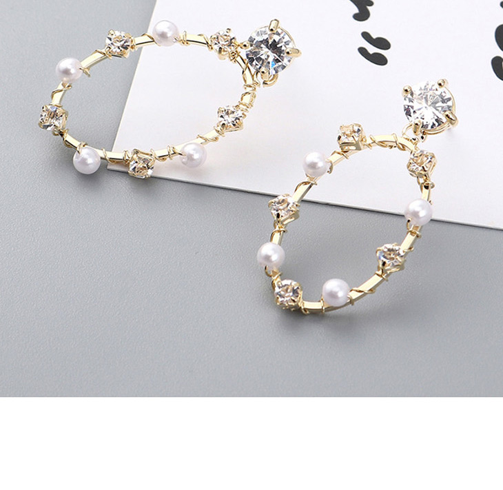 Fashion 14k Gold Plated Gold Circle Cutout  Silver Needle Earrings,Earrings