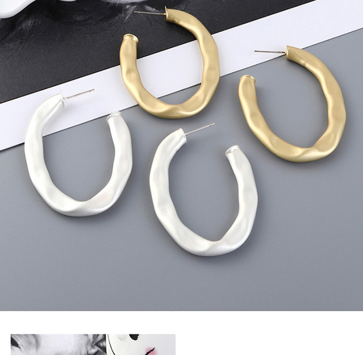Fashion Dumb Gold Half Circle Hollow  Silver Needle Earrings,Hoop Earrings
