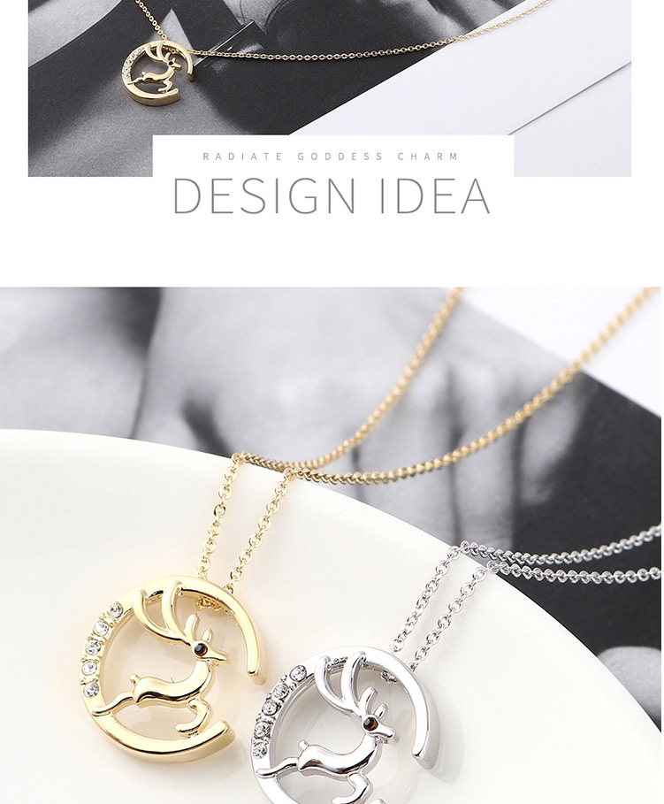 Fashion 14k Gold Crystal Elk Necklace,Crystal Necklaces